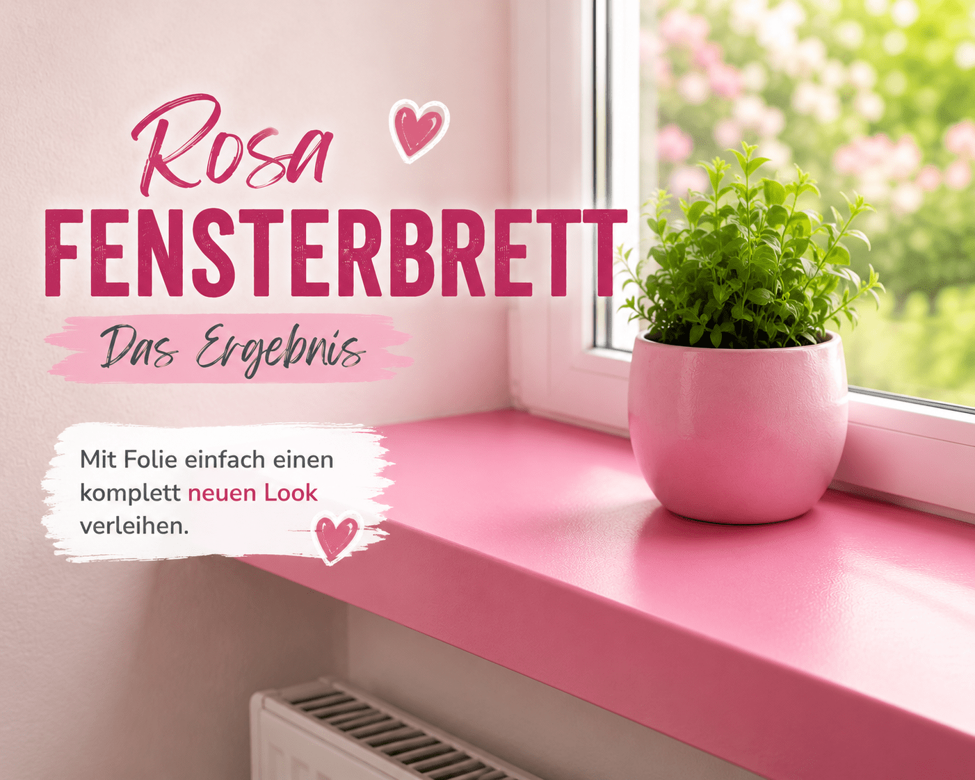 rosa fensterbrett folieren